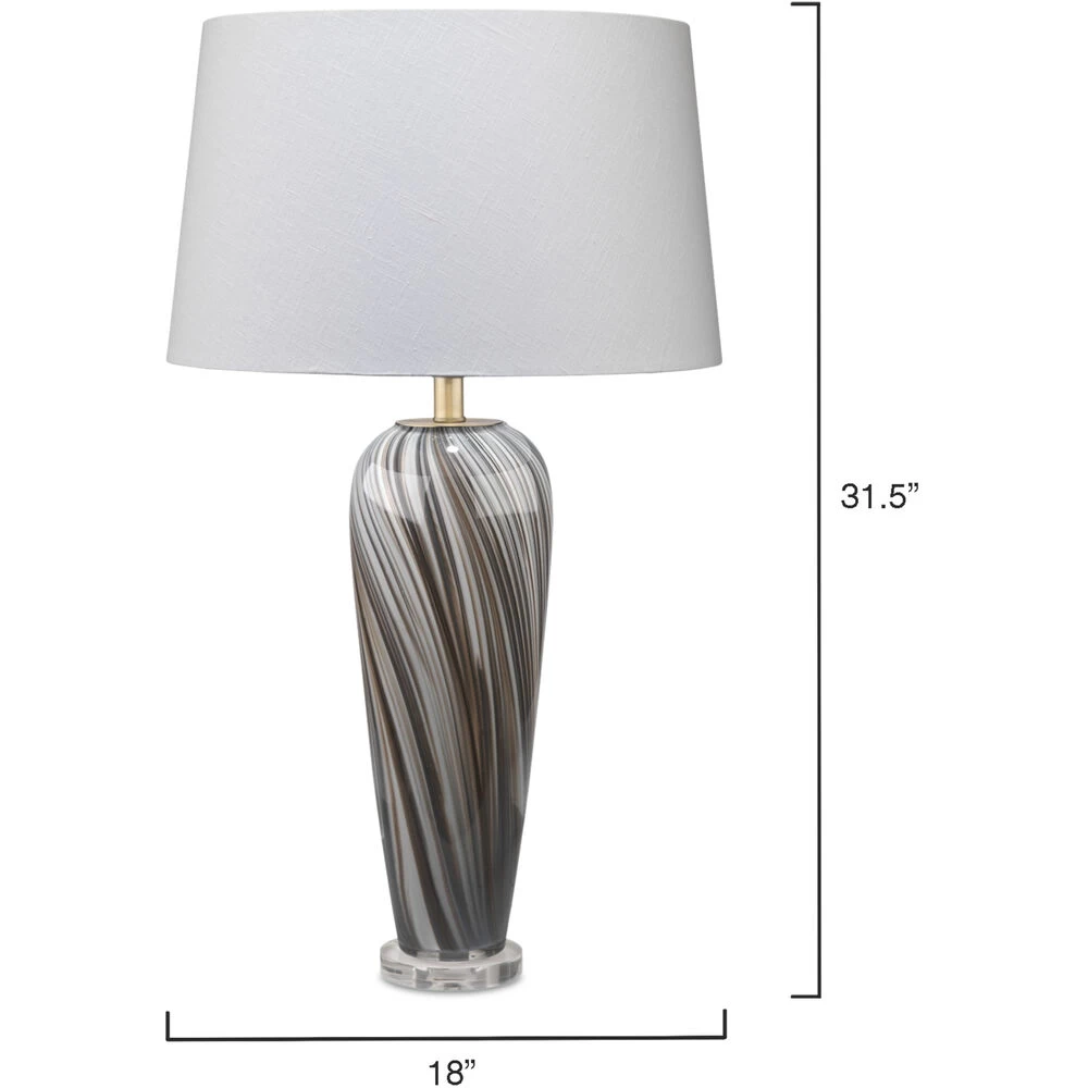 Bridgette 31 Inch 150.00 Watt Grey And Black Swirl Glass Table Lamp Portable Light 3 Bridgette 31 Inch 150.00 Watt Grey And Black Swirl Glass Table Lamp Portable Light - Image 3