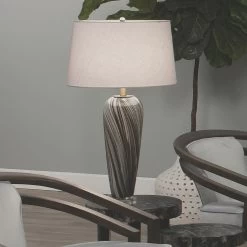 Bridgette 31 Inch 150.00 Watt Grey And Black Swirl Glass Table Lamp Portable Light 9 Bridgette 31 Inch 150.00 Watt Grey And Black Swirl Glass Table Lamp Portable Light -Jamie Young Co Shop 9bridtlgr 8