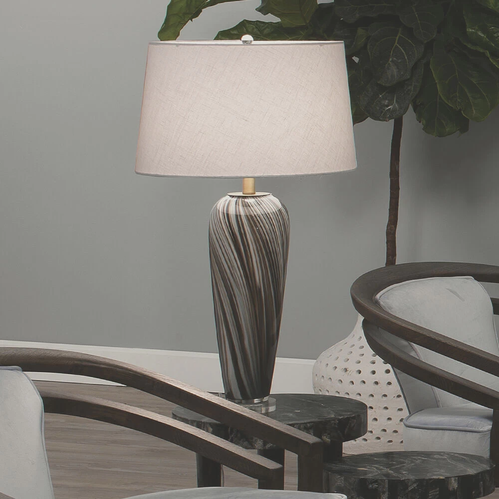 Bridgette 31 Inch 150.00 Watt Grey And Black Swirl Glass Table Lamp Portable Light 5 Bridgette 31 Inch 150.00 Watt Grey And Black Swirl Glass Table Lamp Portable Light - Image 5