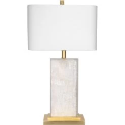Caesar 27 Inch 100.00 Watt White & Gold Leaf Table Lamp Portable Light