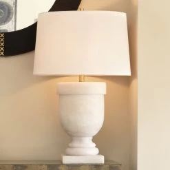 Carnegie 35 Inch 60.00 Watt White Faux Alabaster Table Lamp Portable Light -Jamie Young Co Shop 9carnegiewh 17
