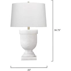 Carnegie 35 Inch 60.00 Watt White Faux Alabaster Table Lamp Portable Light -Jamie Young Co Shop 9carnegiewh 5