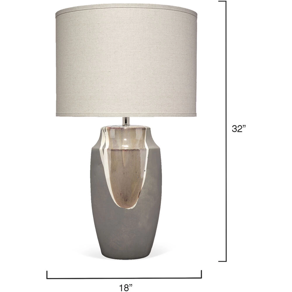 Landslide 32 Inch 150.00 Watt Matte Grey W/ Beige & White Drip Table Lamp Portable Light 3 Landslide 32 Inch 150.00 Watt Matte Grey W/ Beige & White Drip Table Lamp Portable Light - Image 3