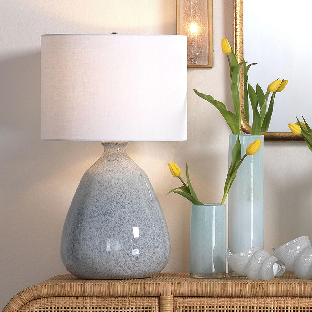 Levi 28.5 Inch 150.00 Watt Washed Blue Reactive Glaze Ceramic Table Lamp Portable Light 2 Levi 28.5 Inch 150.00 Watt Washed Blue Reactive Glaze Ceramic Table Lamp Portable Light - Image 2