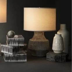 Masonry 27 Inch 150.00 Watt Grey Ceramic Table Lamp Portable Light -Jamie Young Co Shop 9masogrd131c 6