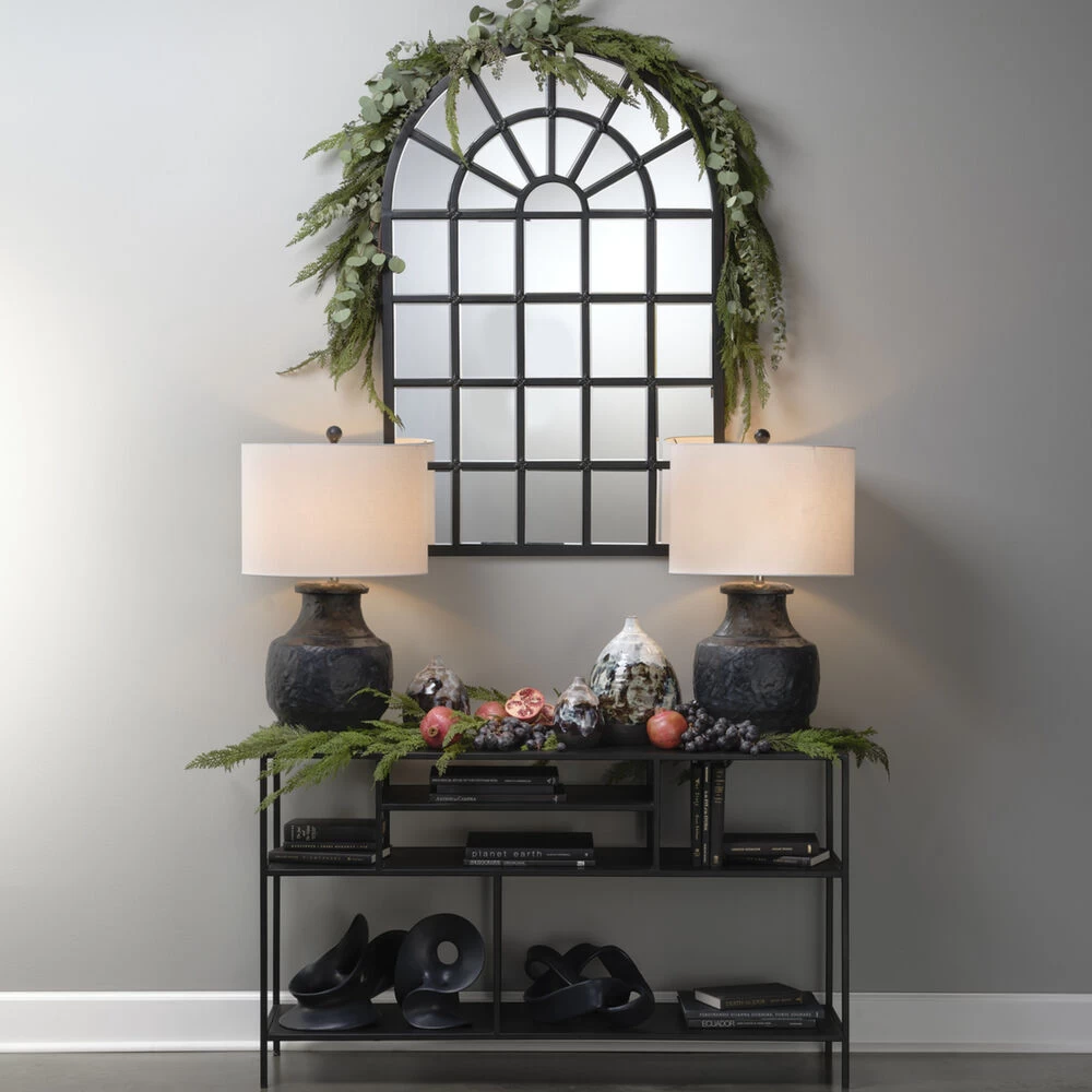 Masonry 27.5 Inch 150.00 Watt Textured Charcoal Plaster Table Lamp Portable Light 5 Masonry 27.5 Inch 150.00 Watt Textured Charcoal Plaster Table Lamp Portable Light - Image 5