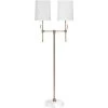 Minerva 52 Inch 40.00 Watt Antique Brass & White Marble Twin Shade Floor Lamp Portable Light