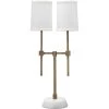 Minerva 10 Inch 25.00 Watt Antique Brass & White Twin Shade Console Lamp Portable Light