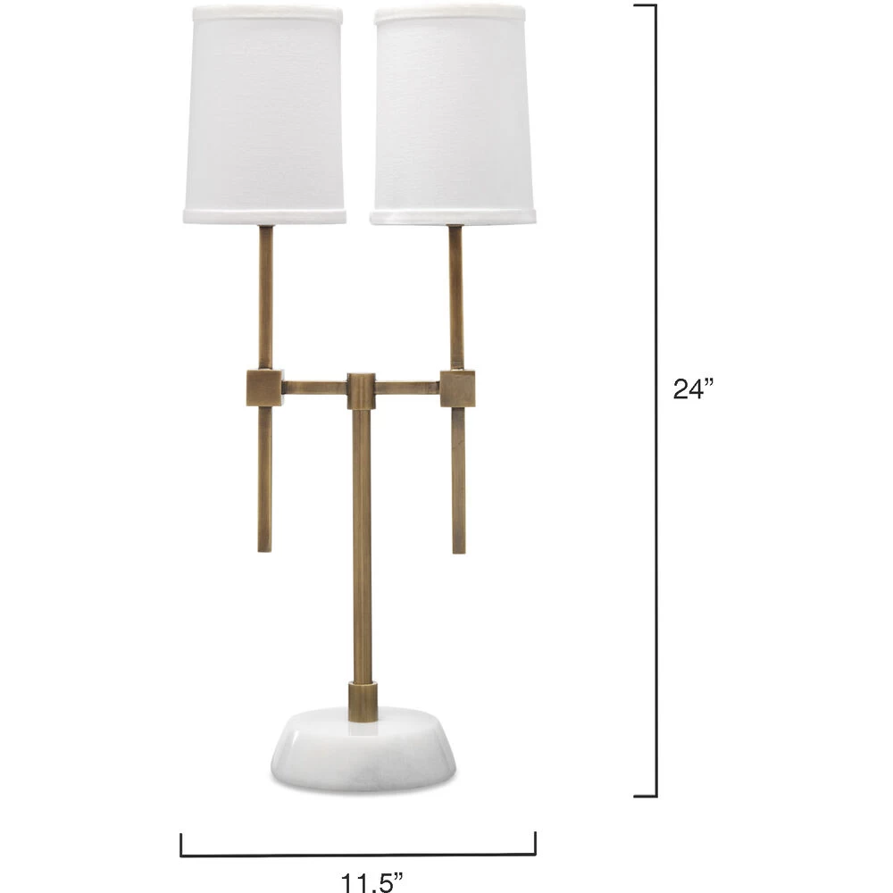 Minerva 10 Inch 25.00 Watt Antique Brass & White Twin Shade Console Lamp Portable Light 2 Minerva 10 Inch 25.00 Watt Antique Brass & White Twin Shade Console Lamp Portable Light - Image 2