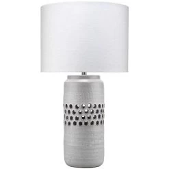 Perforated 36 Inch 150.00 Watt Matte Frosted Grey Table Lamp Portable Light