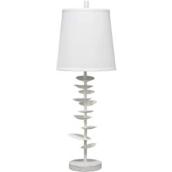 Petals 29.75 Inch 100.00 Watt White Plaster Table Lamp Portable Light