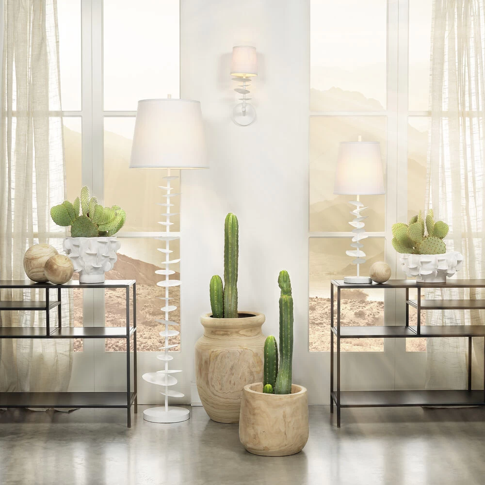 Petals 29.75 Inch 100.00 Watt White Plaster Table Lamp Portable Light 5 Petals 29.75 Inch 100.00 Watt White Plaster Table Lamp Portable Light - Image 5