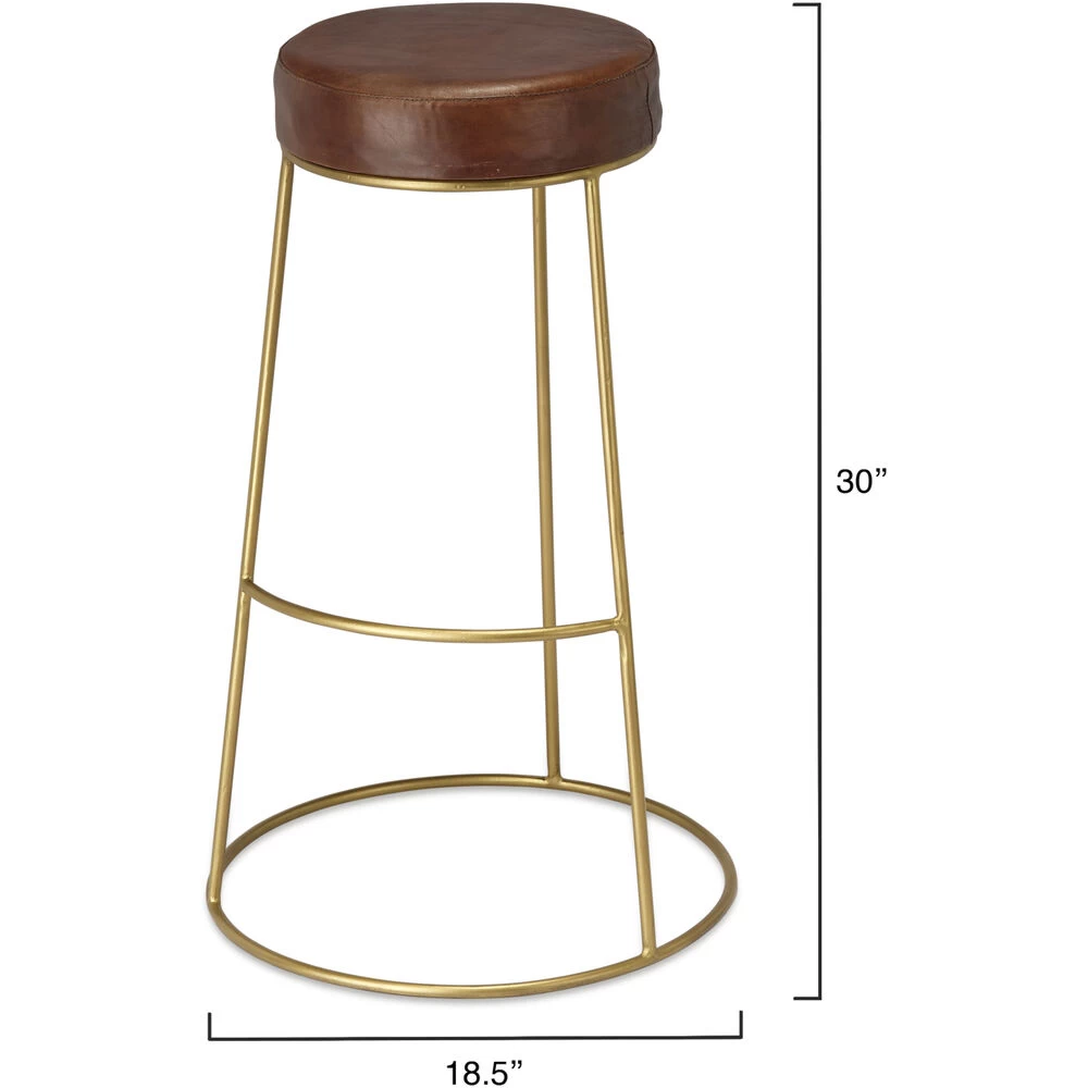 Henry 30 Inch Matte Brown And Brass Bar Stool 3 Henry 30 Inch Matte Brown And Brass Bar Stool - Image 3