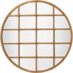 Grid 36 X 36 Inch Antique Brass Grid Mirror