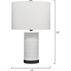 Furrowed 23 Inch 150.00 Watt White Table Lamp Portable Light -Jamie Young Co Shop ls9furrowhbk 2